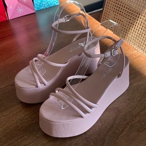 Nasty Gal nude flatform sandals